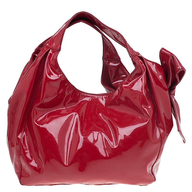 Valentino Red Patent Leather Bow Tote Shoulder bag ref.122124 - Joli Closet