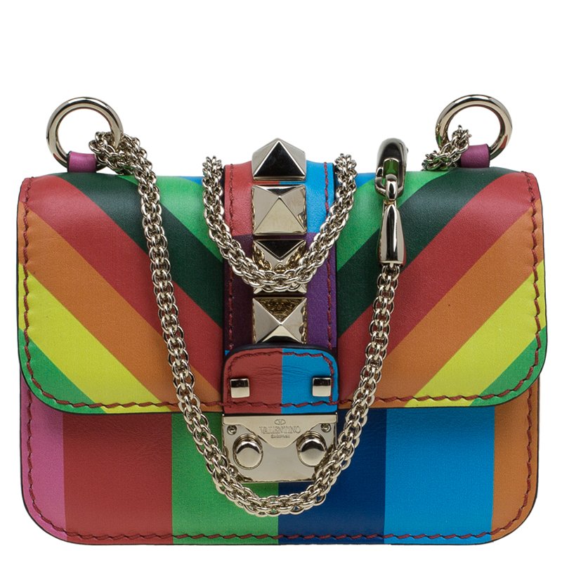 Valentino Multicolor Leather Mini Glam Lock Shoulder Bag