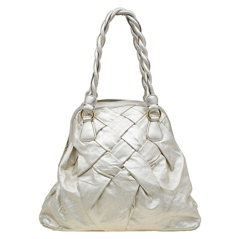 Valentino Gold Nappa Leather Couture Braided Dome Bag