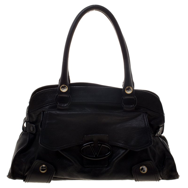 Pre Owned Valentino Black Leather Satchel