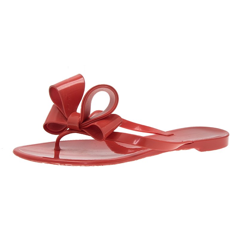 Valentino Red Jelly Bow Detail Thong Sandals Size 36 Valentino | TLC