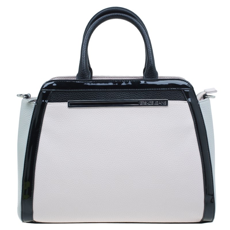Pre Owned Versace Jeans Bi Color Pebbled Leather Tote
