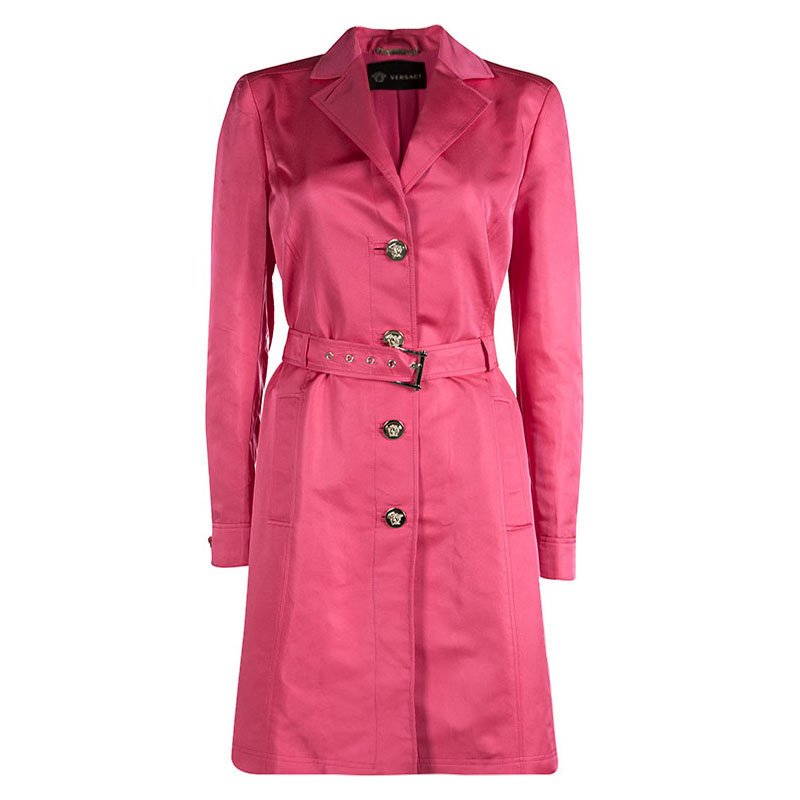 Versace Pink Silk Belted Trench Coat M Versace | TLC