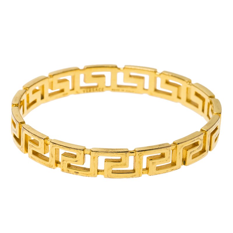Versace Greek Gold Tone Bangle 19cm Versace | The Luxury Closet