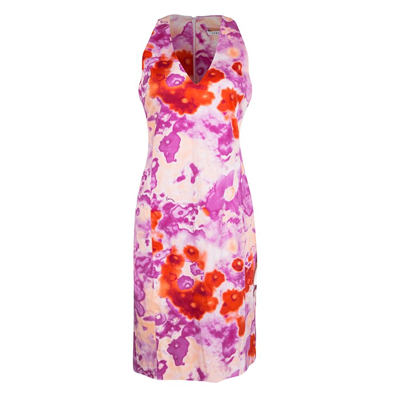 Versace Multicolor Floral Printed Cotton Sleeveless V-Neck