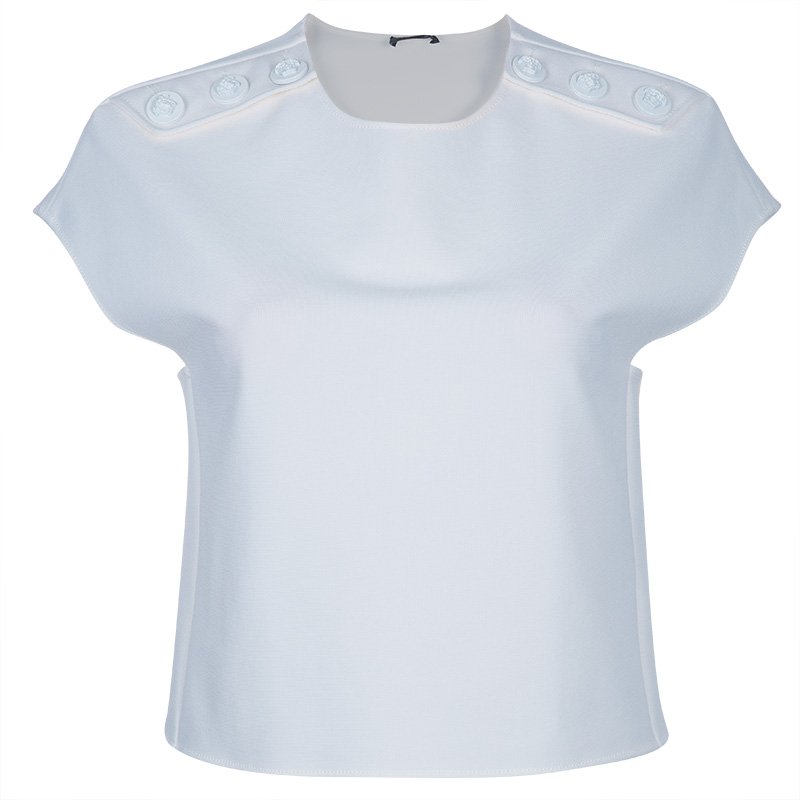 Pre Owned توب فيرساتشي أبيض بأكمام قصيرة S