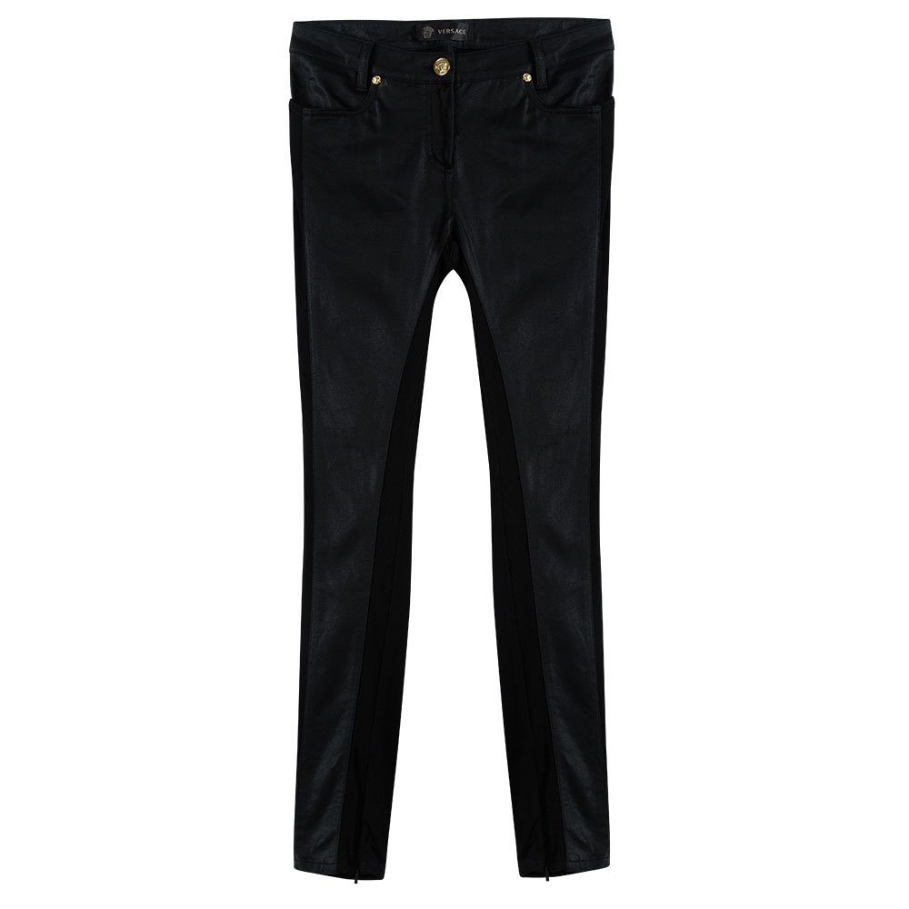 Versace Black Knit Denim Panel Detail Skinny Jeans M