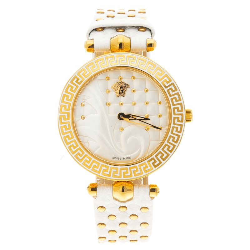 Versace White Gold Tone Stainless Steel VK7010013 Vanitas Women's Wristwatch 40MM