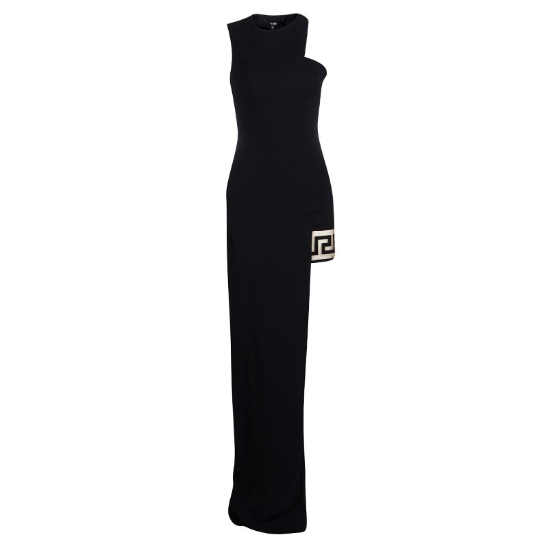 Versus Versace Black Cutout Leg Detail Asymmetric Sleeveless Maxi Dress S