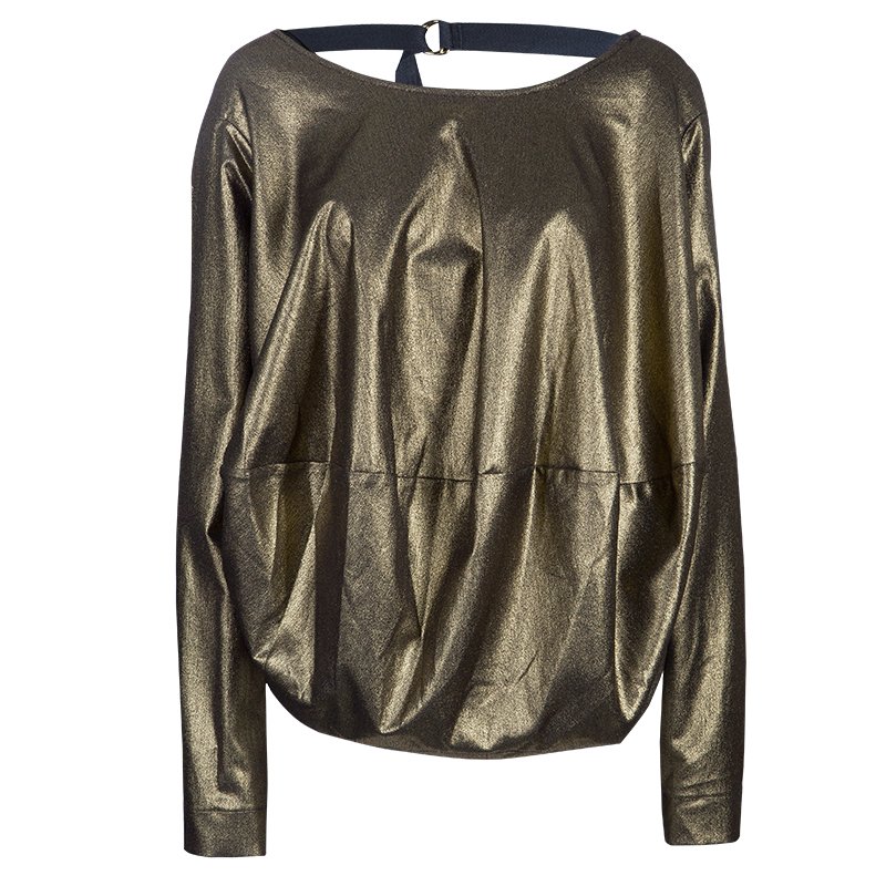 Vivienne Westwood Anglomania Gold Metallic Long Sleeve Top S