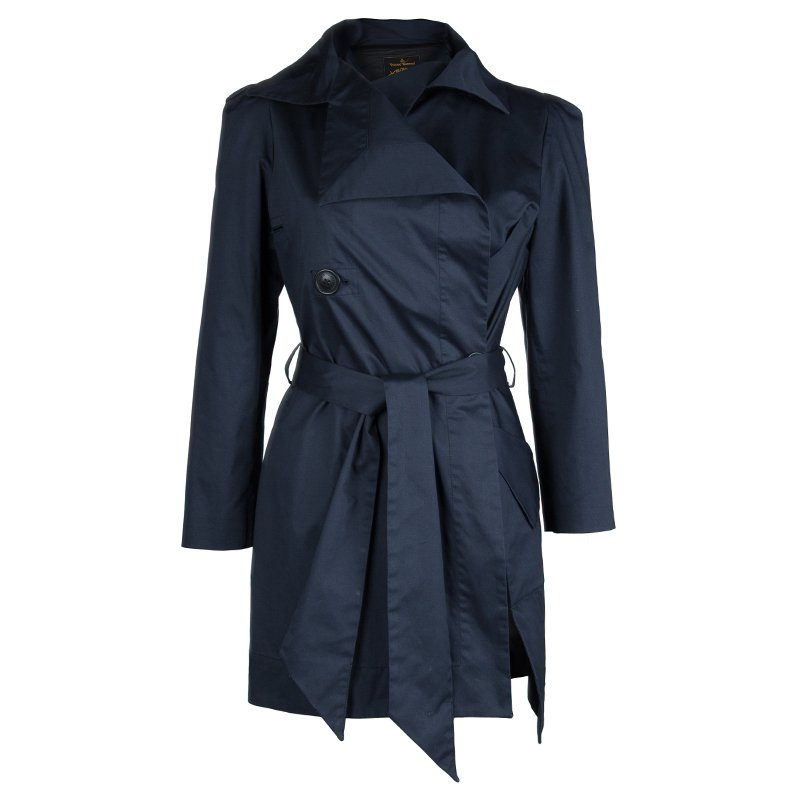 Vivienne Westwood Anglomania Navy Blue Cotton Belted Trench Coat S ...