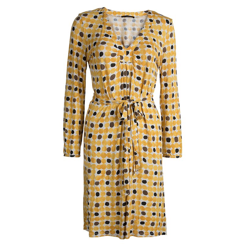 Pre Owned Weekend Max Mara Yellow Polka Dot Print Dress L