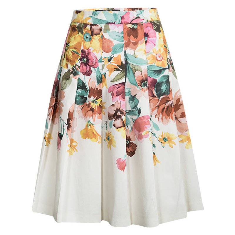 Pre Owned Weekend By Max Mara Multicolor Floral Printed Pleat Detail Molina Skirt M