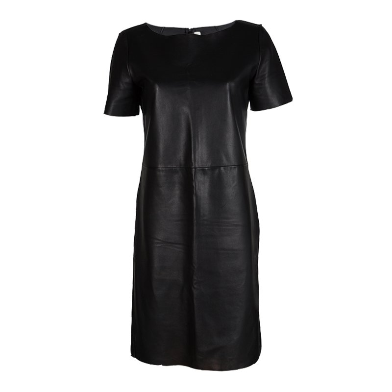 Pre Owned Yves Saint Laurent Black Classic Plonge Leather Dress M