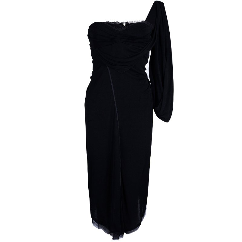 Pre Owned Zac Posen Black One Shoulder Dress M