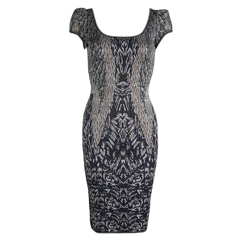 Zac Posen Multicolor Lurex Knit Bodycon Dress S 