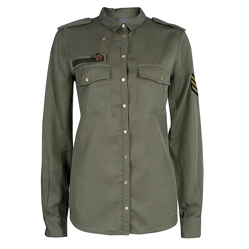 Zadig Military Green Button Down Shirt S