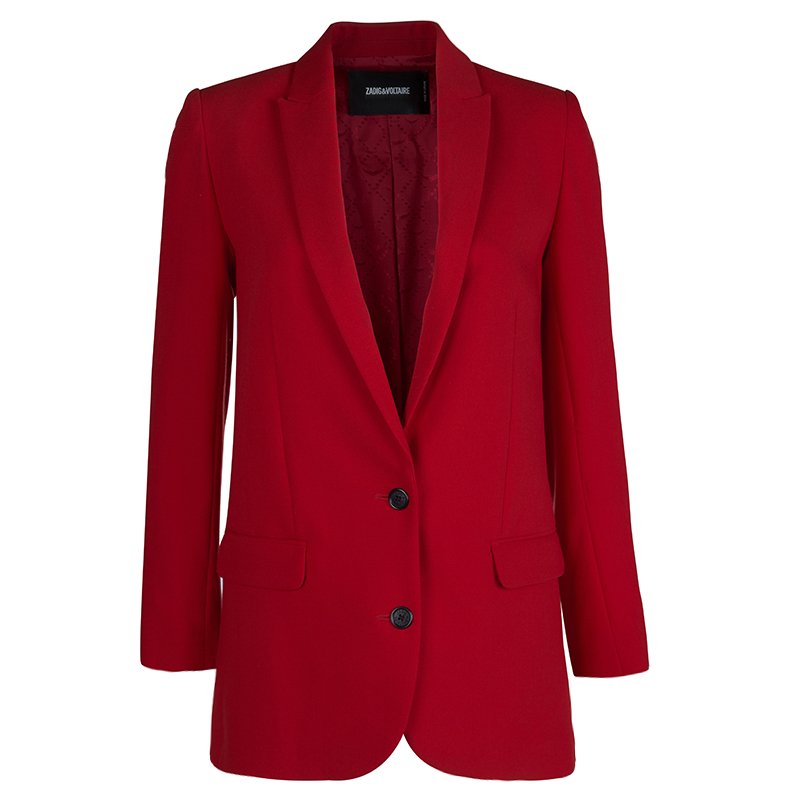 Pre Owned Zadig & Voltaire Red Studded Back Detail Deluxe Blazer S