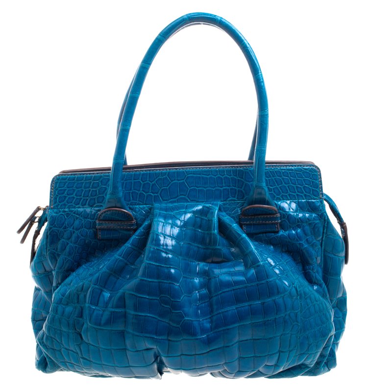 Zagliani Blue Crocodile Custom Made Limited Edition Bag Zagliani | The ...