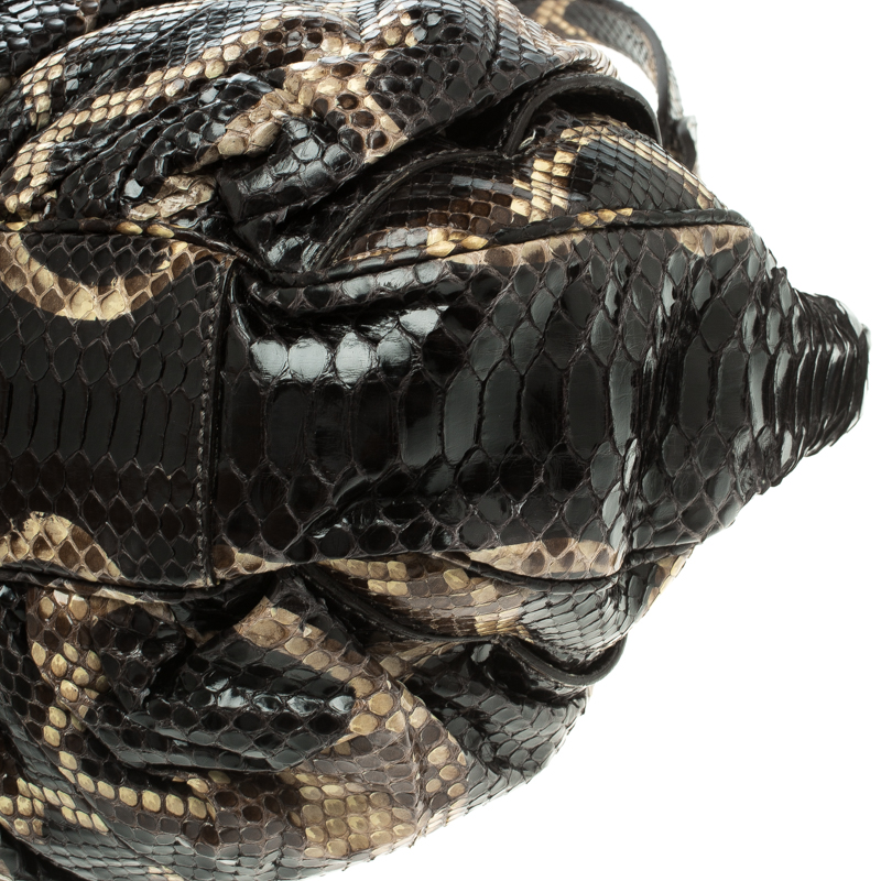 Pre Owned Zagliani Black Python Puffy Hobo