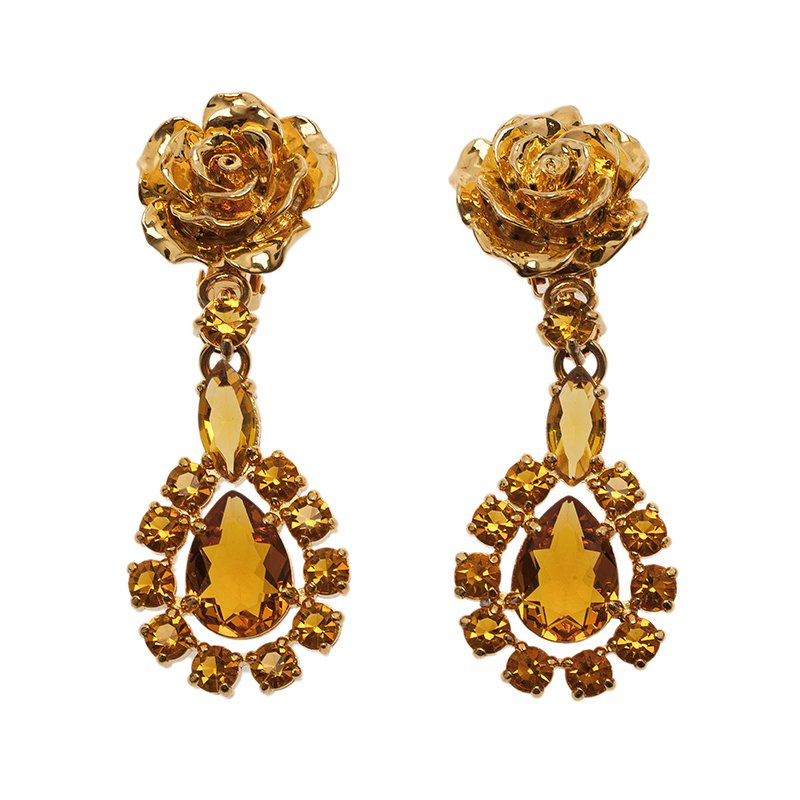 Prada Rose Gold Tone Crystal Resin Clip Earrings 38998 At Best Prevnext