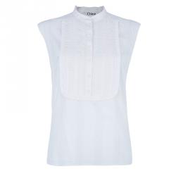 Pre Owned Chloe White Sleeveless Panelled Top M