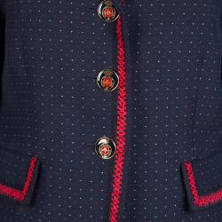 Gucci Navy Blue Dotted Contrast Trim Detail Blazer M