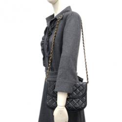 Pre Owned حقيبة كتف شانيل جلد خروف سوداء