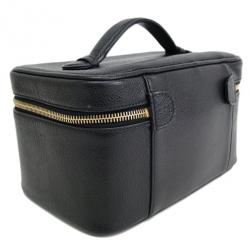 مملوكة مسبقًا حقيبة شانيل أيست ويست جلد كافيار أسود للمكياج