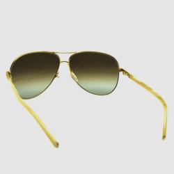 Pre Owned Chloé Gold and White CE102S Aviator Sunglasses