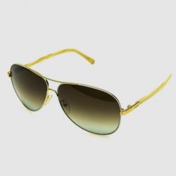 Pre Owned Chloé Gold and White CE102S Aviator Sunglasses