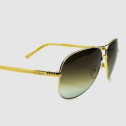 Pre Owned Chloé Gold and White CE102S Aviator Sunglasses