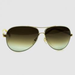 Pre Owned Chloé Gold and White CE102S Aviator Sunglasses