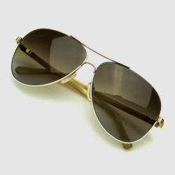 Pre Owned Chloé Gold and White CE102S Aviator Sunglasses