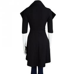 Fendi Black Cotton Double Breasted Dress Coat S