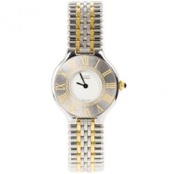 مملوكة مسبقًا Cartier White Stainless Steel Must de Cartier 21 Women's Wristwatch 28MM