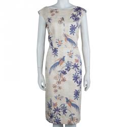 Pre Owned Tory Burch Beige Floral Print Dress M