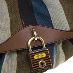 Pre Owned Fendi Multicolor Striped Canvas Limited Edition Chef Flap Bag
