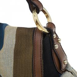 Pre Owned Fendi Multicolor Striped Canvas Limited Edition Chef Flap Bag