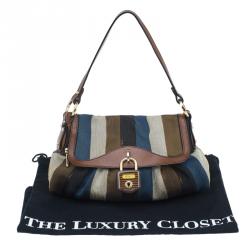 Pre Owned Fendi Multicolor Striped Canvas Limited Edition Chef Flap Bag