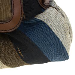 Pre Owned Fendi Multicolor Striped Canvas Limited Edition Chef Flap Bag