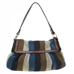 Pre Owned Fendi Multicolor Striped Canvas Limited Edition Chef Flap Bag