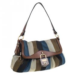 Pre Owned Fendi Multicolor Striped Canvas Limited Edition Chef Flap Bag
