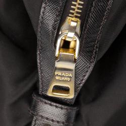 Pre Owned Prada Black Nylon Jacquard Bowling Bag