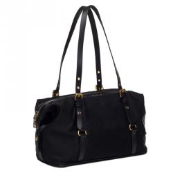 Pre Owned Prada Black Nylon Jacquard Bowling Bag