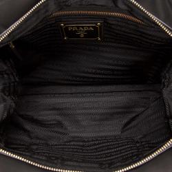 Pre Owned Prada Black Nylon Jacquard Bowling Bag