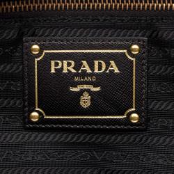 Pre Owned Prada Black Nylon Jacquard Bowling Bag