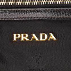 Pre Owned Prada Black Nylon Jacquard Bowling Bag