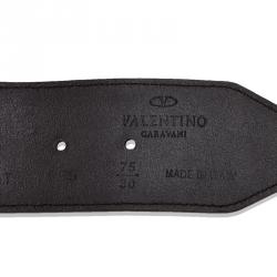 Pre Owned Valentino Brown Leather and Faux Pearl Belt 75CM