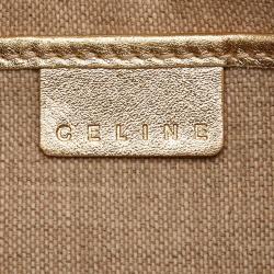 Pre Owned Celine Gold Metallic Pattern Suede Shoulder Bag